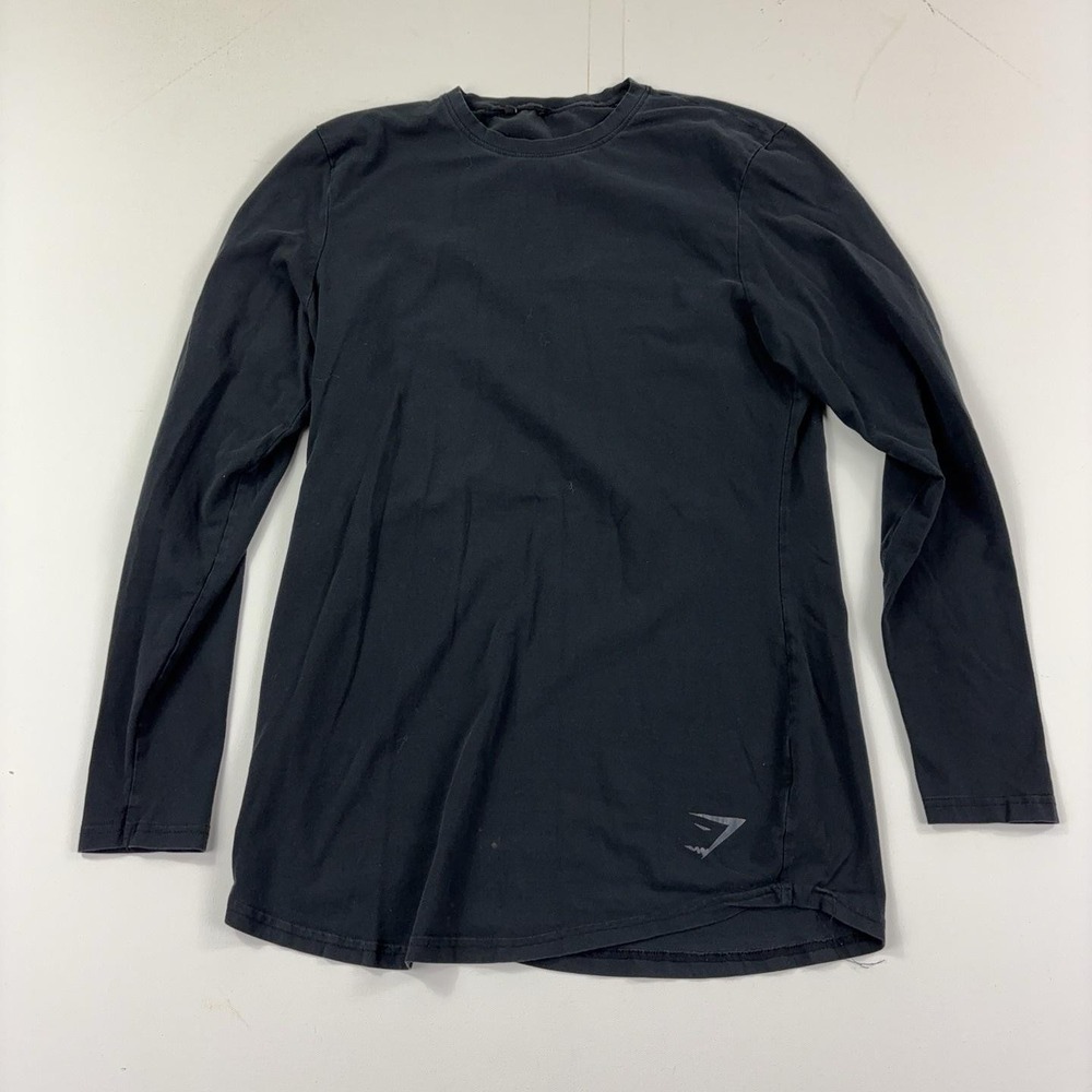 Gymshark Shirt Mens Medium Black Long Sleeve Crewneck Athletic Tee Top
